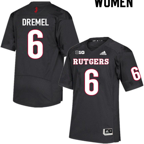Women #6 Christian Dremel Rutgers Scarlet Knights College Football Jerseys Sale-Black - Click Image to Close